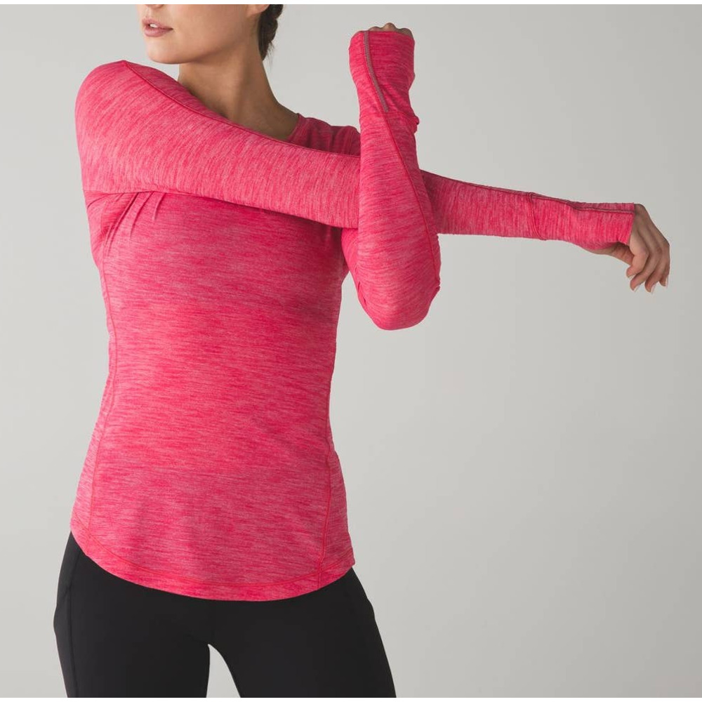 Lululemon 5 Mile Long Sleeve Heathered Boom Juice Pink 4